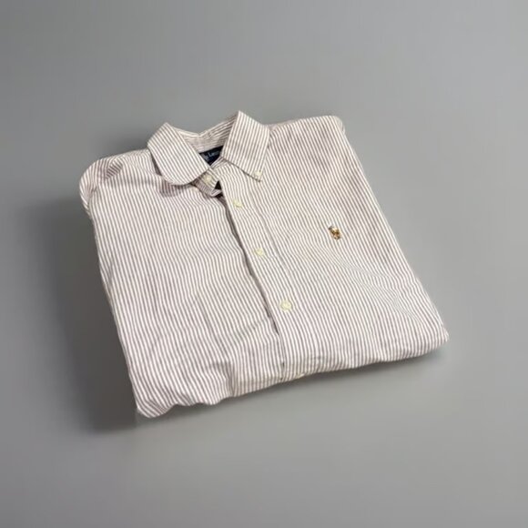 Ralph Lauren Classic Fit Striped White Button Down Shirt Mens M - Picture 1 of 4